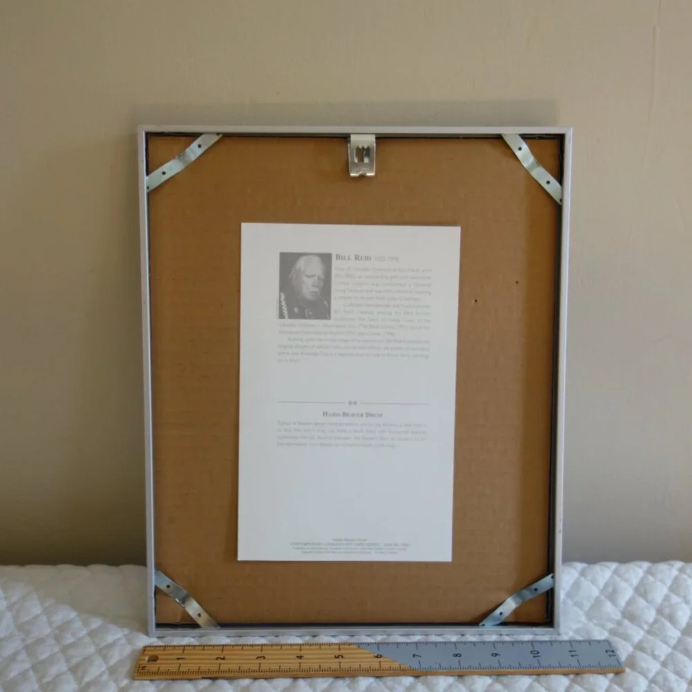 BILL REID Signed Silver Embossed Haida Beaver Drum (Matted & Framed) - Picture 3 of 5